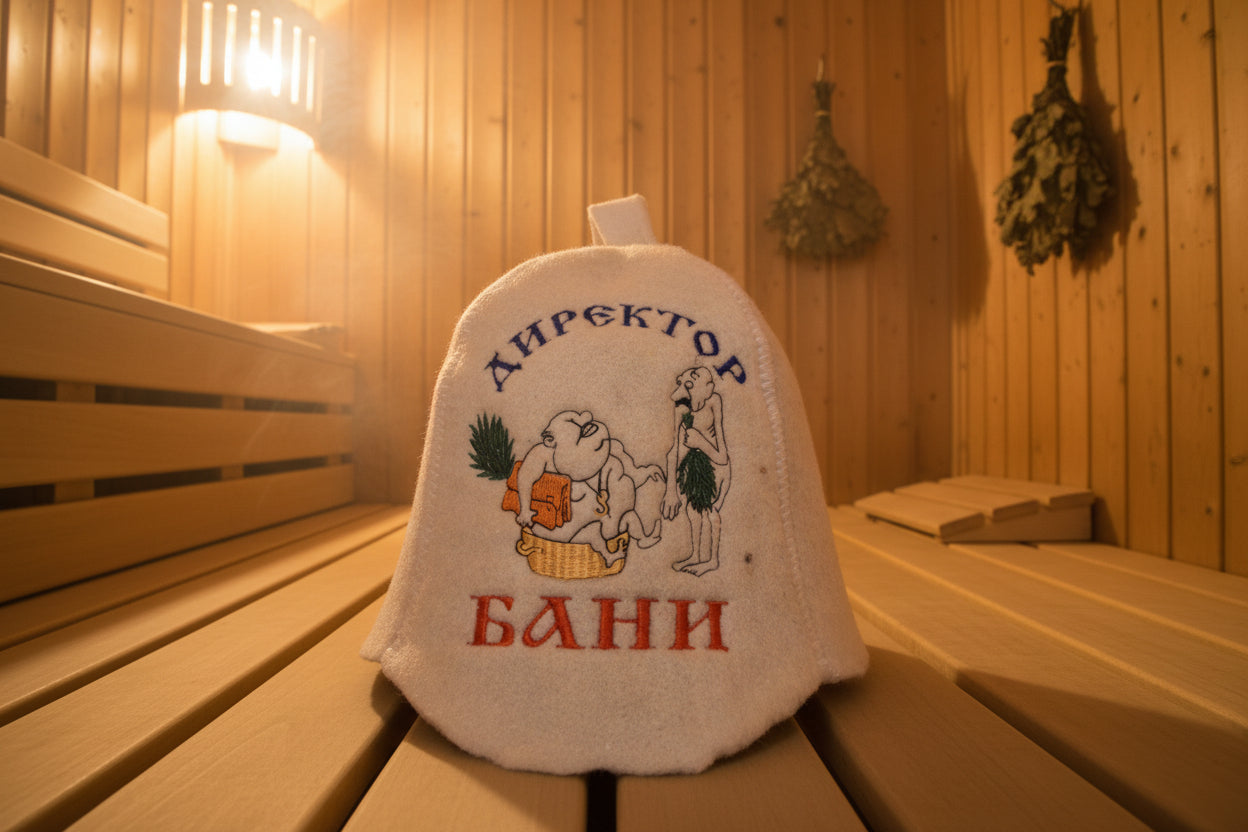 Шапка шерстяная для бани "Директор бани"