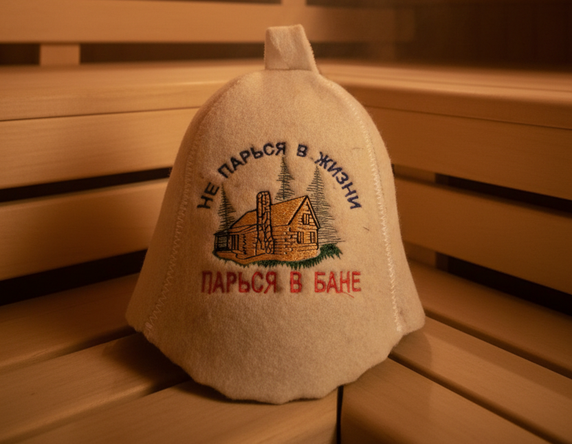 Шапка шерстяная для бани "Не парься в жизни, парься в бане"
