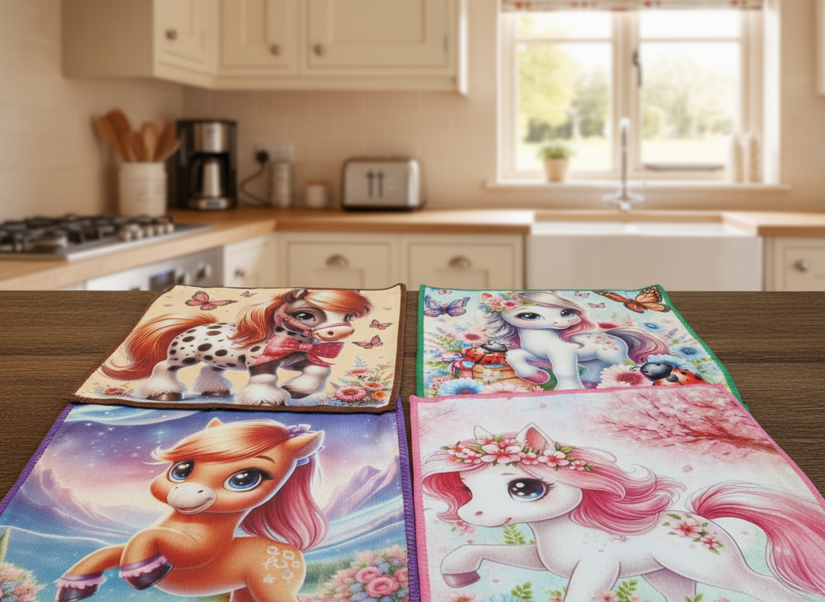 Набор салфеток из микрофибры с новогодним рисунком, 25 см х 25 см. 4 шт. Цвет микс.