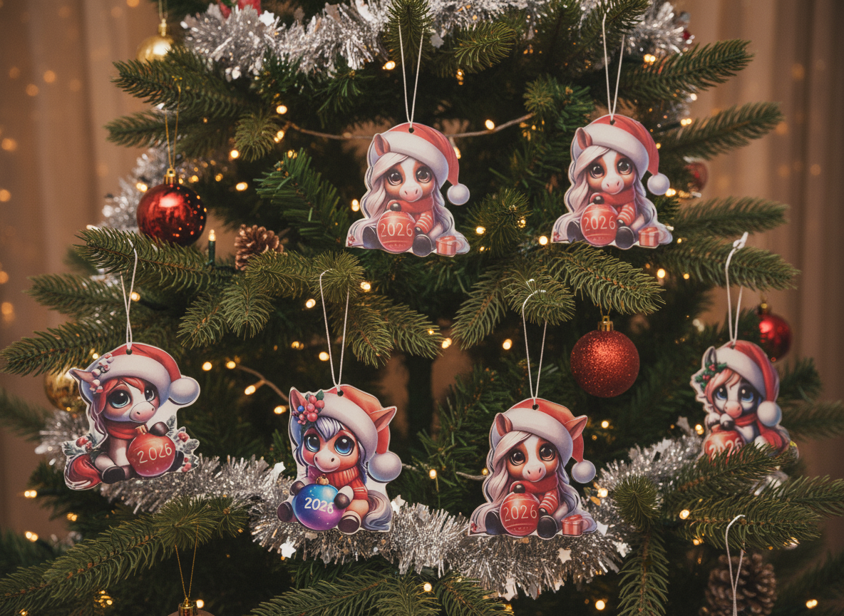 2D украшения на елку "Год Коня 2026", микс