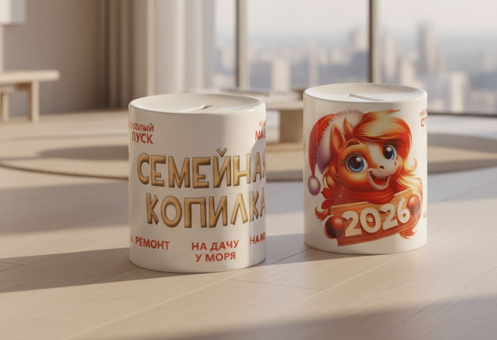 Keraamiline hoiupõrsas "Pere hoiupõrsas! 2026!"