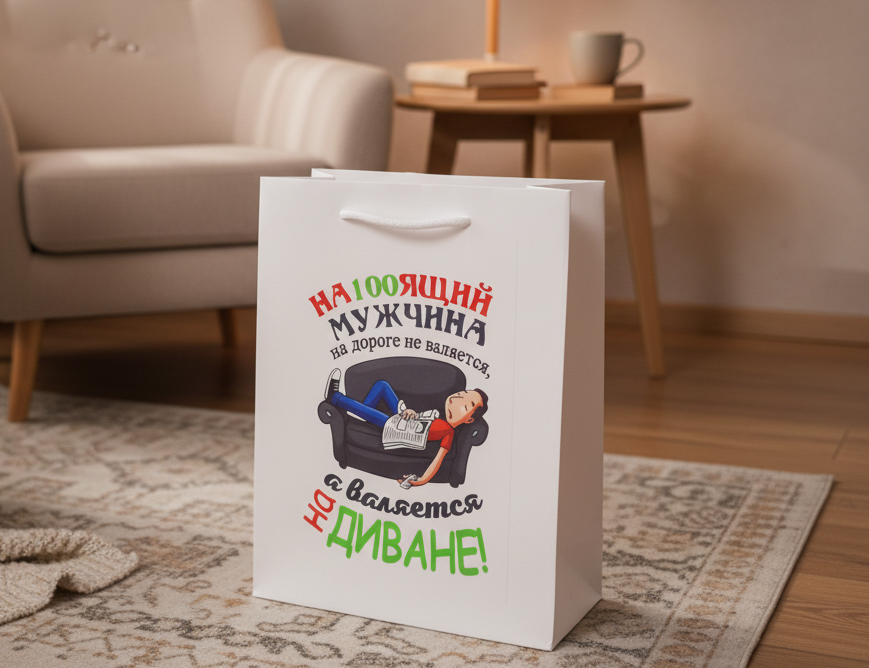 Подарочный вертикальный пакет для мужчины