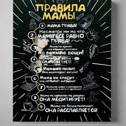 Lõuendimaal "Ema kodureeglid", 38x48 cm