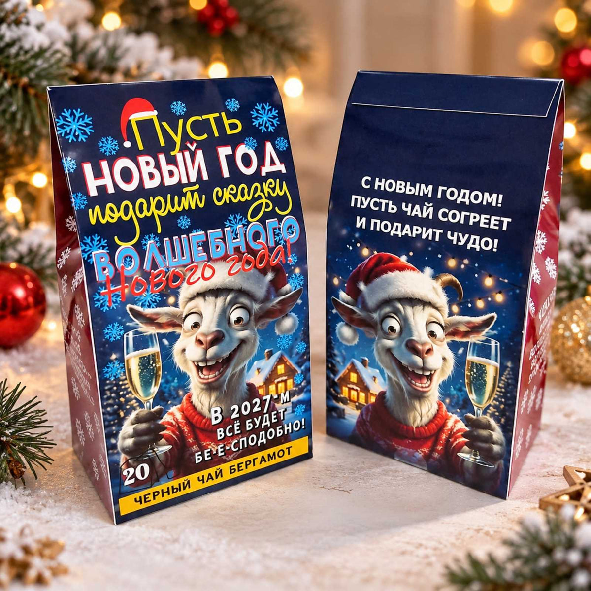 Чай черный с бергамотом «Пусть Новый год подарит сказку волшебного Нового года!», 20 пак.