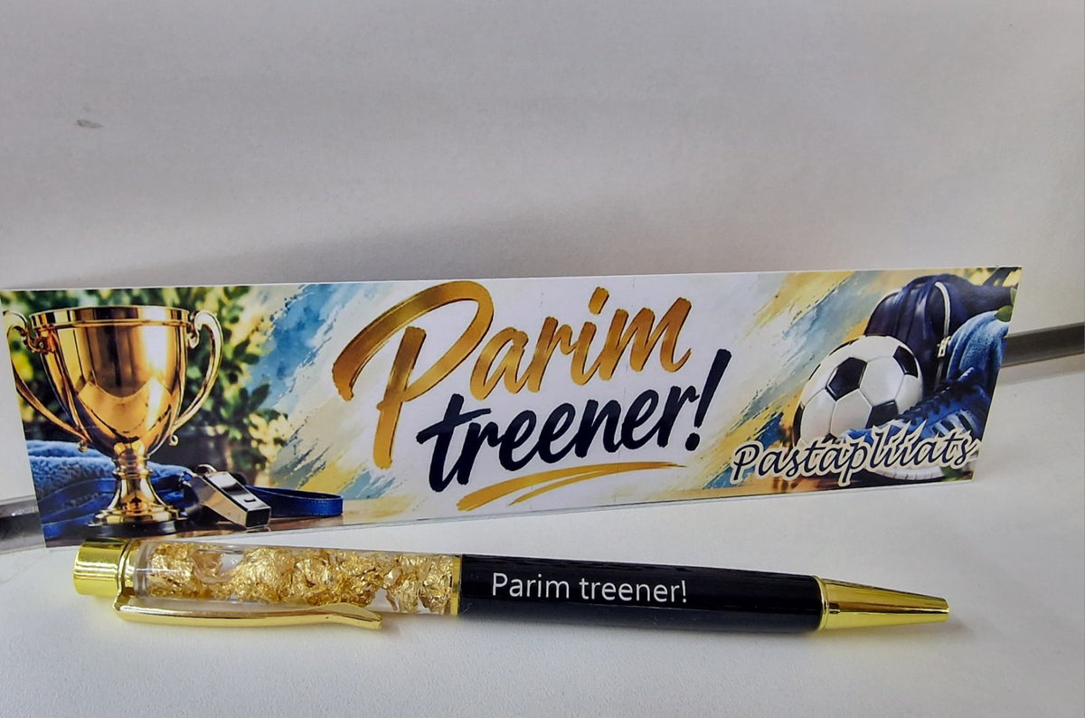 Ручка с надписью "Parim treener!"