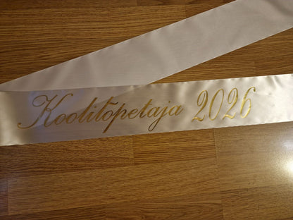 Атласная лента «Koolilõpetaja 2026», 180×10 см
