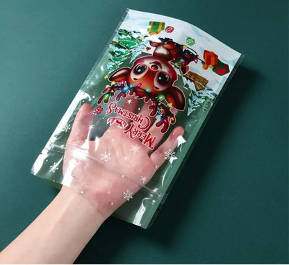 Праздничные пакеты для угощений с рождественским дизайном. Цвет микс.