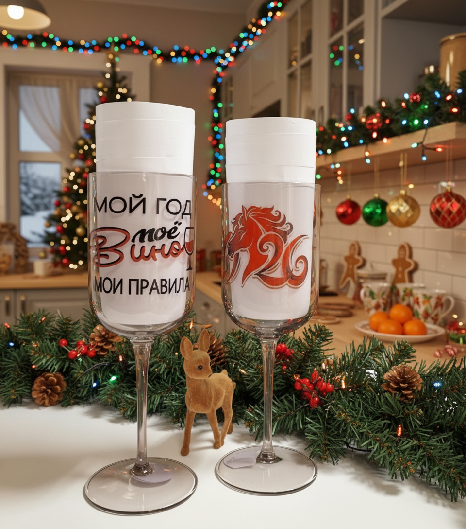 Новогодние бокалы для вина
