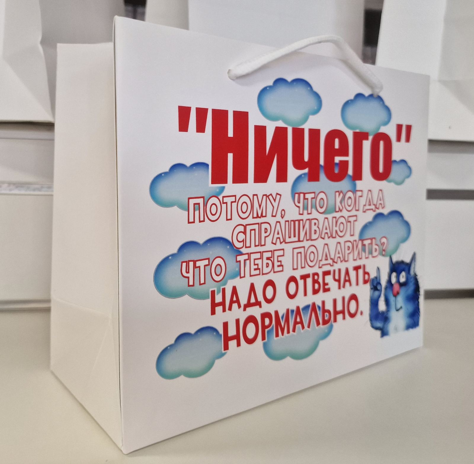 Подарочный пакет «Ничего» с котом