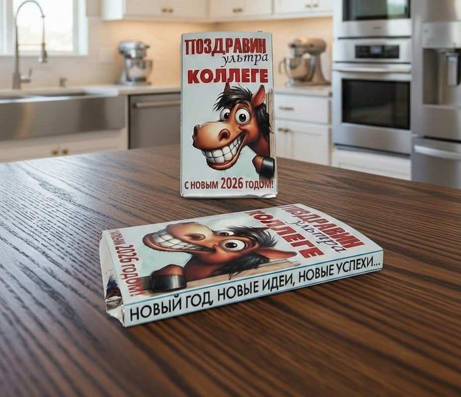 Шоколадка с прикольной надписью "Поздравин ультра коллеге!", 15 г