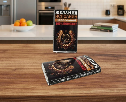 Шоколадка с прикольной надписью "Желания исполнин!", 15 г