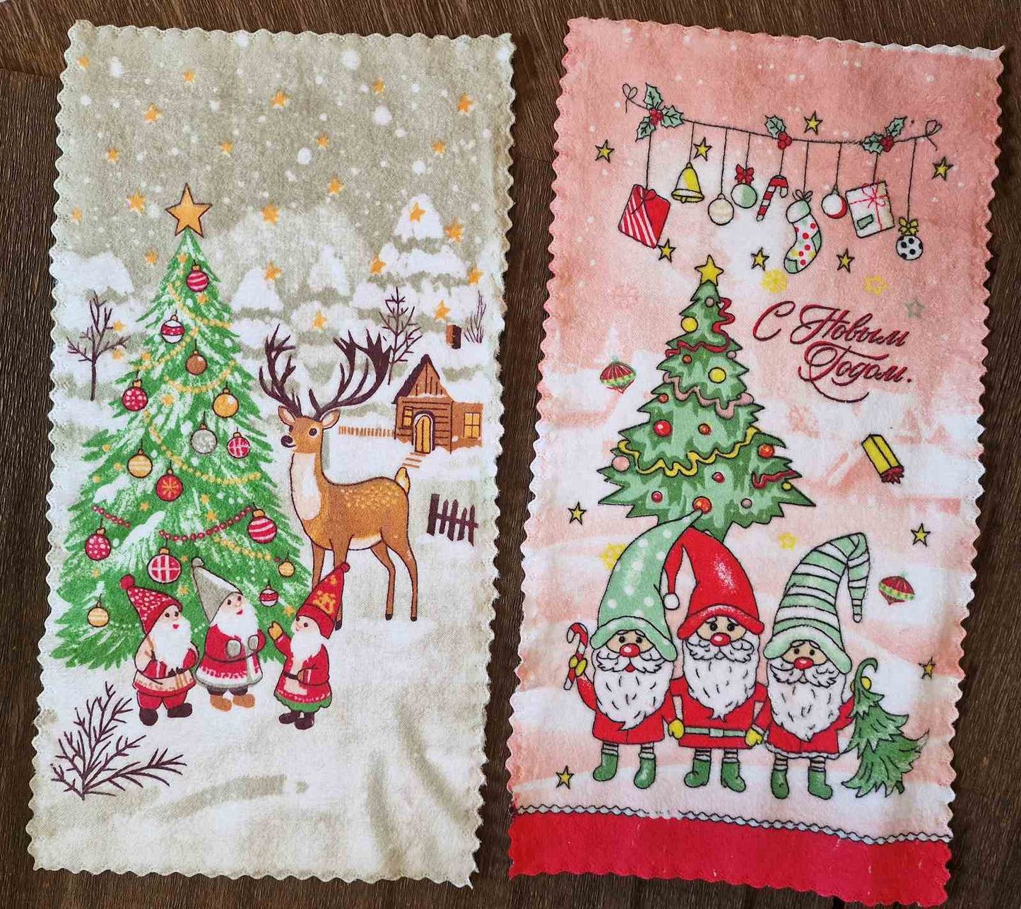 Mikrokiust köögirätikud jõulumustriga, 2 tk komplekt, 25 x 50 cm