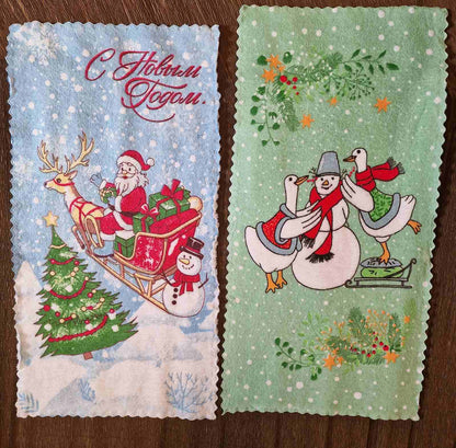 Полотенца из микрофибры с новогодним рисунком