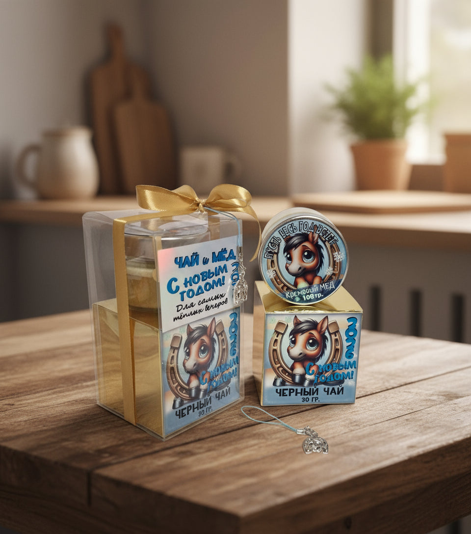 Новогодний набор: чай и кремовый мед