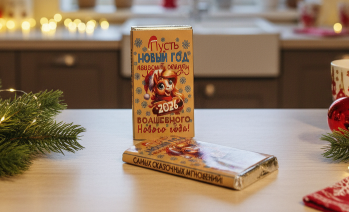 Шоколадка с надписью "Пусть Новый Год подарит сказку!", 15 г
