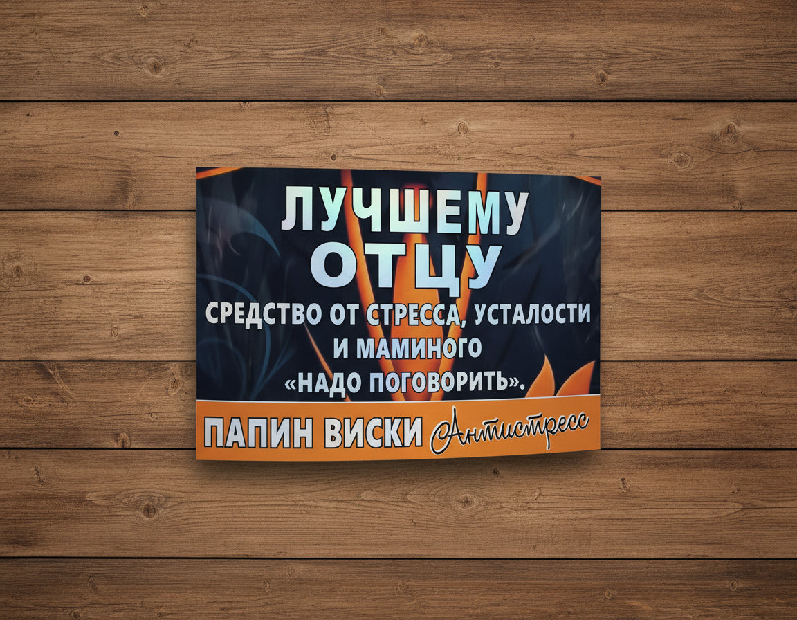 Наклейка на бутылку с виски для подарка папе