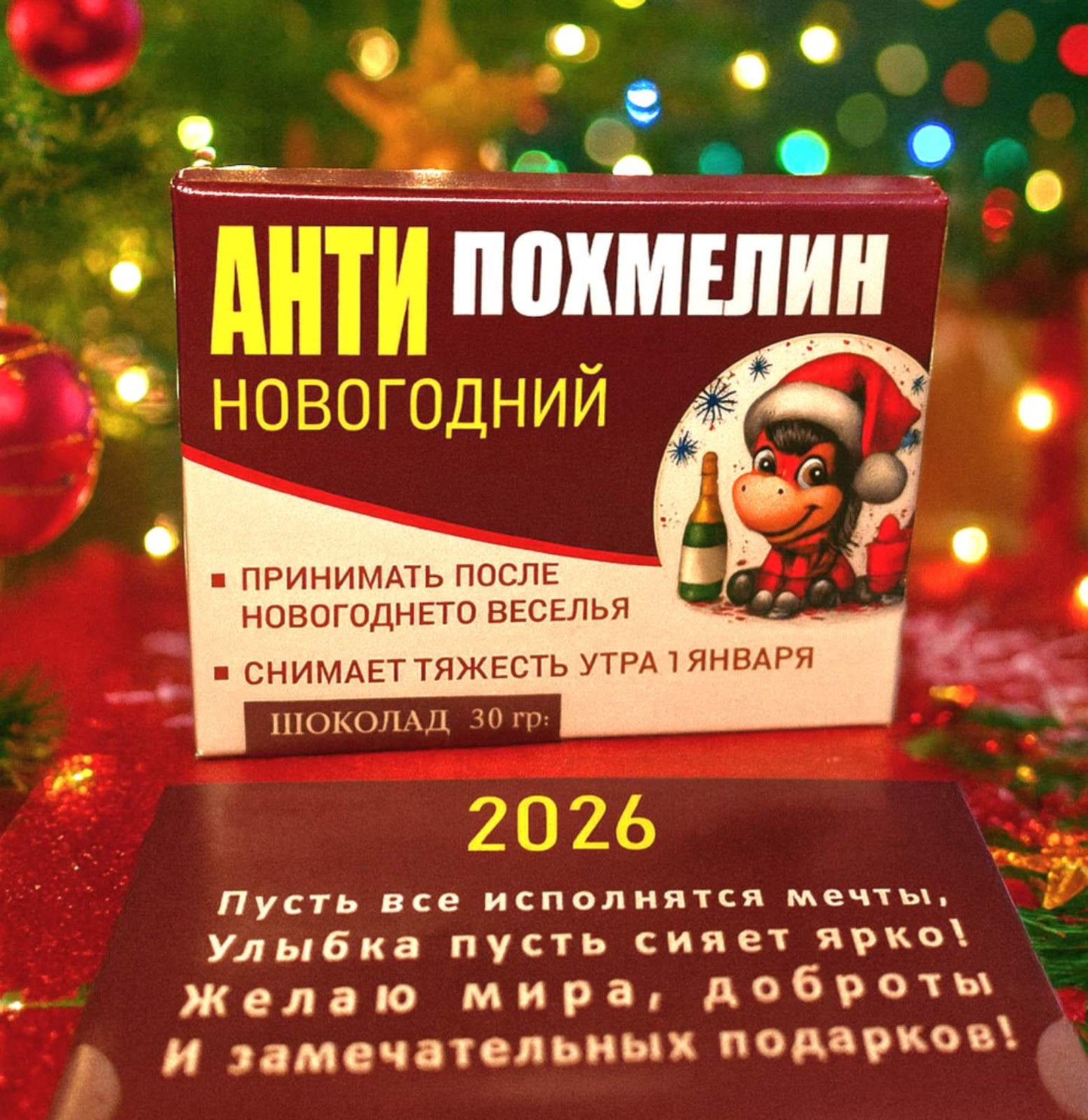 Новогодний молочный шоколад "Антипохмелин новогодний!", 30 г