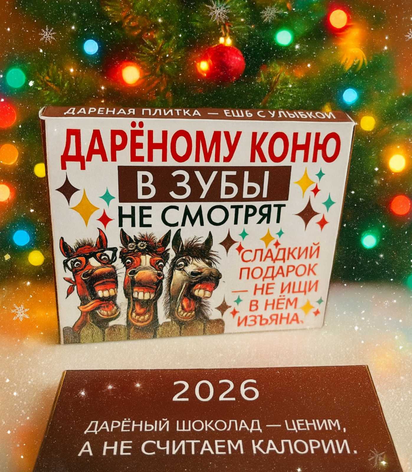 Новогодний молочный шоколад "Дарёному коню в зубы не смотрят!", 30 г