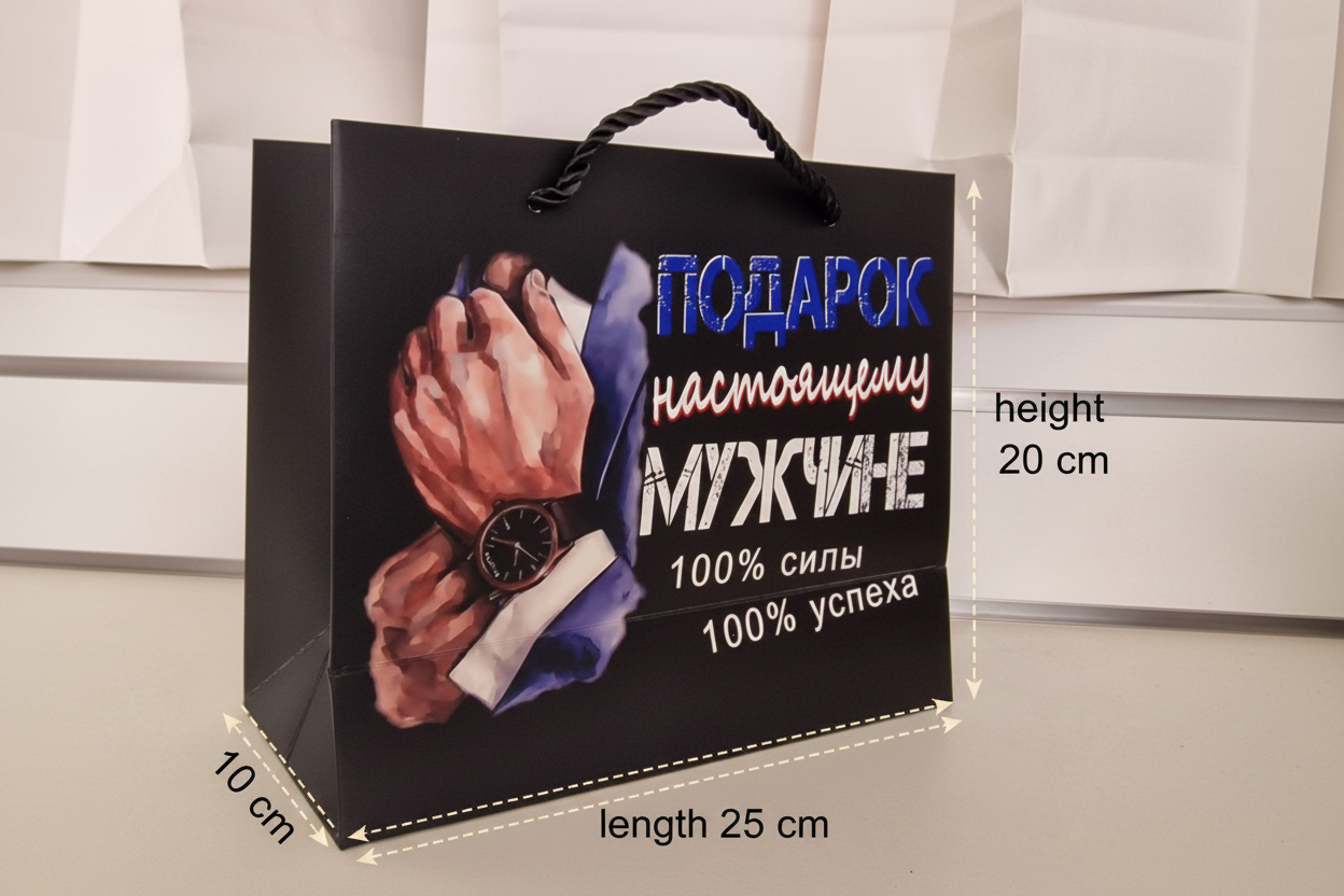 Подарочный пакет «Подарок настоящему мужчине», 25×20×10 см